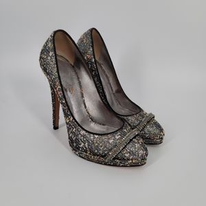 Casadei Tweed Grey High Heel Pumps Size 5